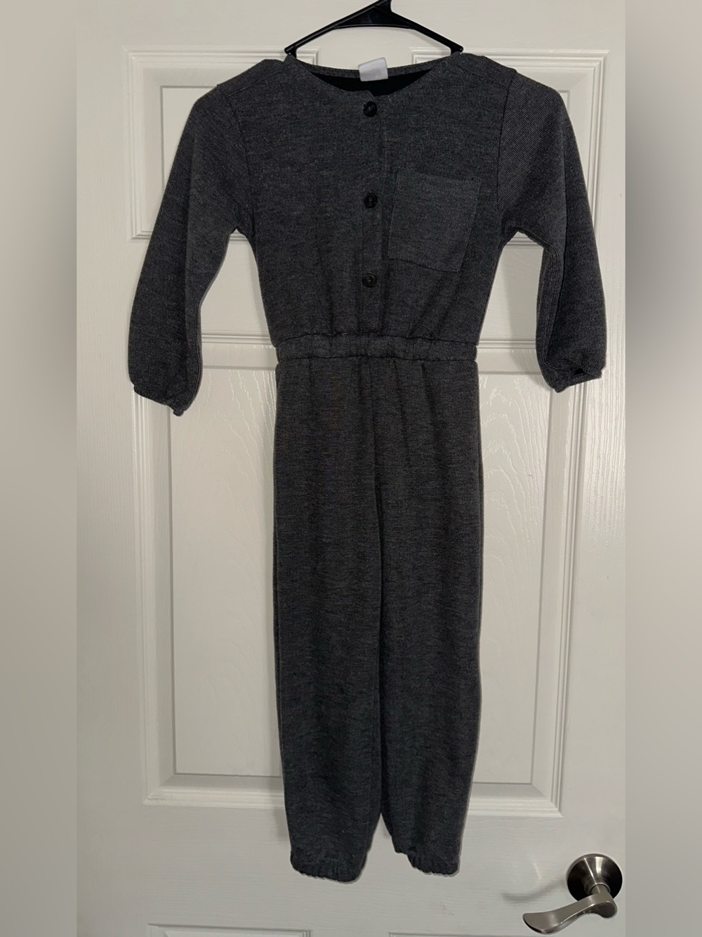 Zara Gray Knit Button-Front Jumpsuit